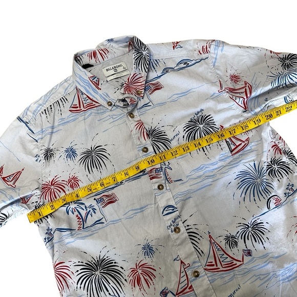 Billabong July Sundays Shirt 4th of July Patriotic Memorial Day Button Down Sz S - Picture 10 of 11